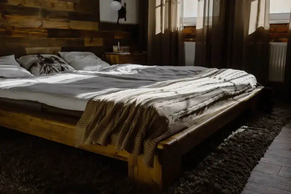 Robust wooden bed frame