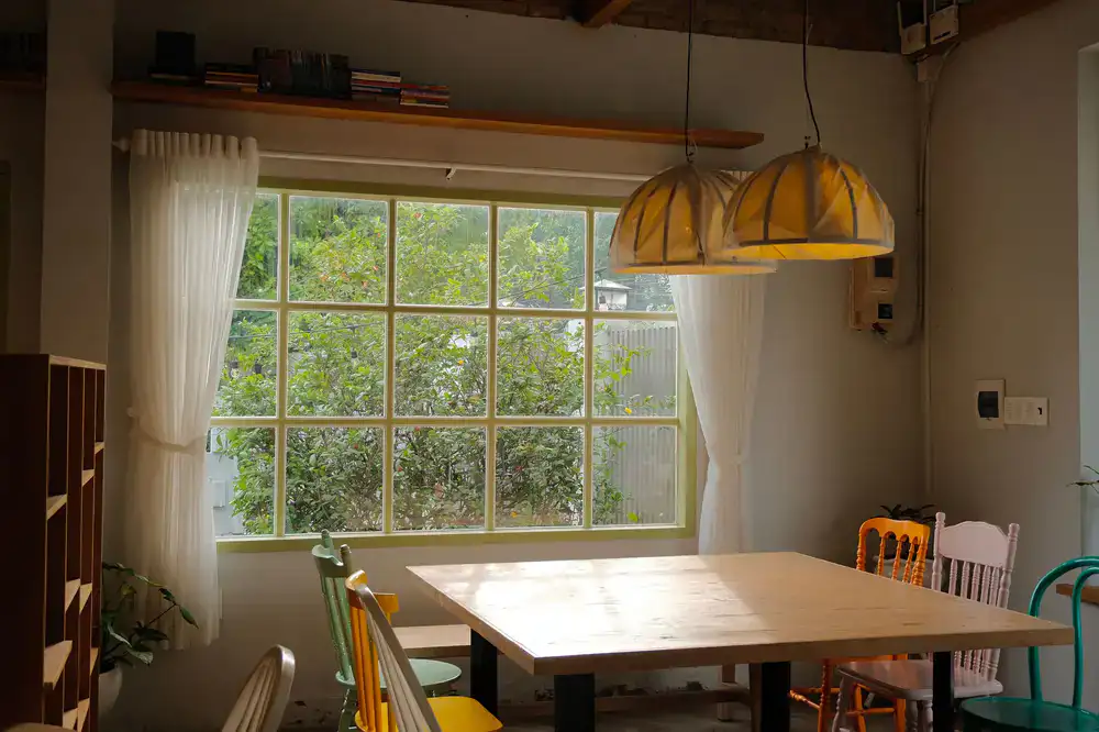Large solid wood dining table finished with natural oils