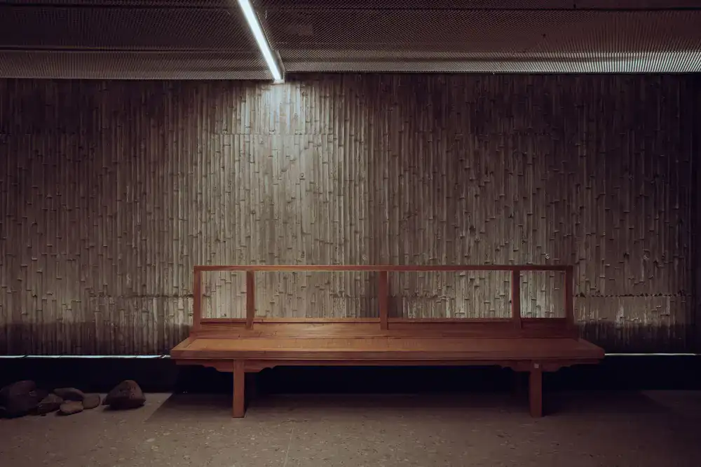 Minimalist wooden bench with sturdy joinery